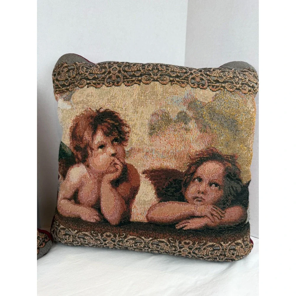 Vintage 90s Whimsical Whimsigoth Throw Pillows Butterfly Cherubs Angels Romantic